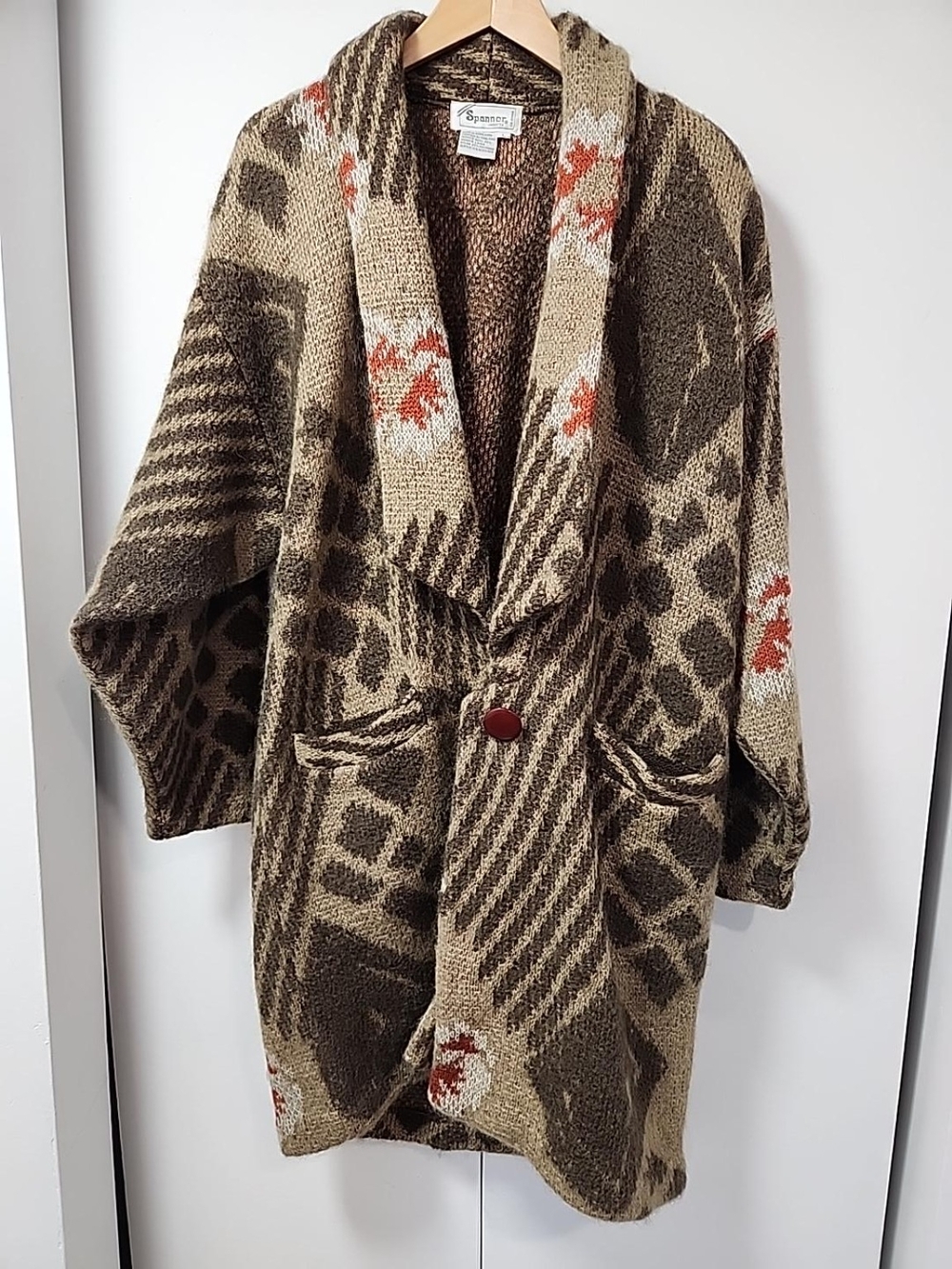 Vintage Spanner Mohair Wool Blend Long Cardigan Women’s L OBO - Picture 6 of 16